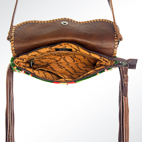 ADBG578 American Darling Hand Woven Saddle Blanket & Hair-On Cowhide Small Cross body Bag