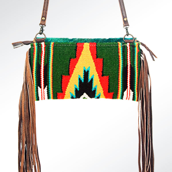 ADBG578 American Darling Hand Woven Saddle Blanket & Hair-On Cowhide Small Cross body Bag