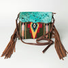 ADBG579 American Darling Hand Woven Saddle Blanket & Hair-On Cowhide Western Cross body Bag