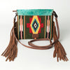 ADBG579 American Darling Hand Woven Saddle Blanket & Hair-On Cowhide Western Cross body Bag