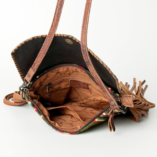 ADBG579 American Darling Hand Woven Saddle Blanket & Hair-On Cowhide Western Cross body Bag