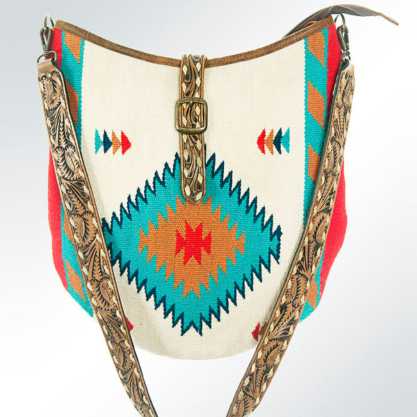 ADBG580 American Darling Hand Tooled Floral Carved & Saddle Blanket Western Tote Bag