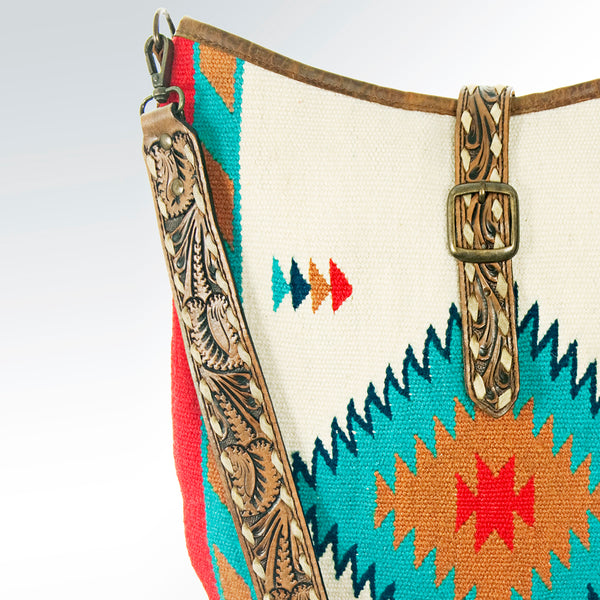 ADBG580 American Darling Hand Tooled Floral Carved & Saddle Blanket Western Tote Bag