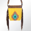 ADBG510 American Darling Tooled Leather & Saddle Blanket Crossbody Bag Western Fringe Purse
