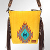 ADBG510 American Darling Tooled Leather & Saddle Blanket Crossbody Bag Western Fringe Purse