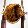 ADBG510 American Darling Tooled Leather & Saddle Blanket Crossbody Bag Western Fringe Purse
