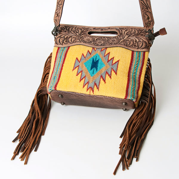 ADBG496 American Darling Hand Tooled Floral & Hand Woven Saddle Blanket Western Clutch Bag