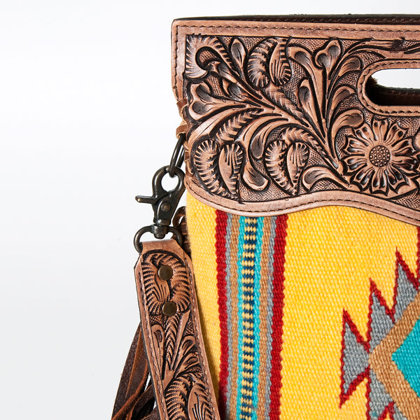ADBG496 American Darling Hand Tooled Floral & Hand Woven Saddle Blanket Western Clutch Bag
