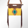 ADBG496 American Darling Hand Tooled Floral & Hand Woven Saddle Blanket Western Clutch Bag