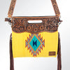 ADBG496 American Darling Hand Tooled Floral & Hand Woven Saddle Blanket Western Clutch Bag
