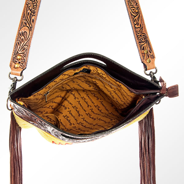 ADBG496 American Darling Hand Tooled Floral & Hand Woven Saddle Blanket Western Clutch Bag
