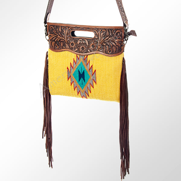 ADBG496 American Darling Hand Tooled Floral & Hand Woven Saddle Blanket Western Clutch Bag