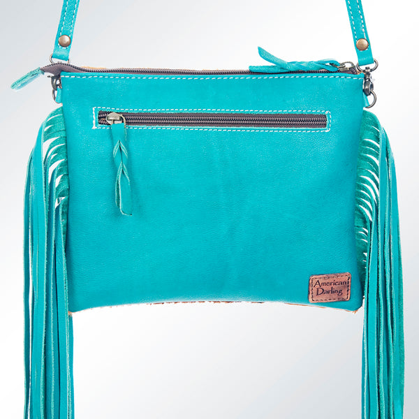 ADBG109 American Darling Hair-On Cowhide Leather Western Crossbody Bag with Fringes