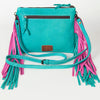 ADBG109 American Darling Hair-On Cowhide Western Crossbody Bag with Leather Fringe Detail
