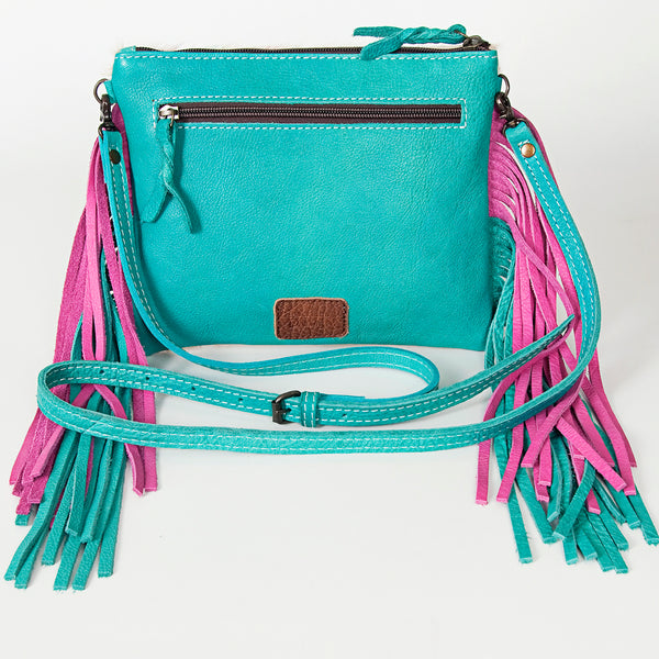 ADBG109 American Darling Hair-On Cowhide Western Crossbody Bag with Leather Fringe Detail