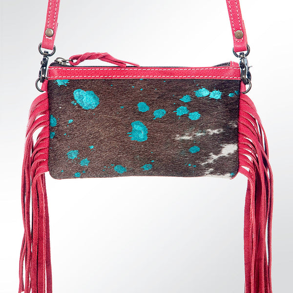 LC-ADBGS142 Hair-On Cowhide Crossbody - Western Fringe Leather Purse