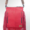 ADBGS192 Splatter Cowhide Large Crossbody Bag with Fringe & Tooled Leather Strap