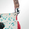 ADBGS192 Splatter Cowhide Large Crossbody Bag with Fringe & Tooled Leather Strap