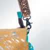 ADBGS192 Splatter Cowhide Large Crossbody Bag with Fringe & Tooled Leather Strap