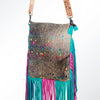 ADBGS192 Natural Cowhide Large Crossbody Bag with Fringe - Tooled Strap Western Purse