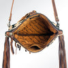 ADBG526 American Darling Hand Tooled Floral Leather & Hair-On Cowhide Western Crossbody Bag with Fringes