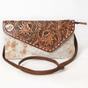 ADBG590 American Darling Hand Tooled Floral Carved & Hair-On Cowhide Western Leather Envelope Bag