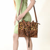 ADBG591 American Darling Hand Tooled Floral Carved & Hair-On Cowhide Western Leather Tote Bag