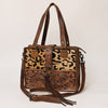 ADBG591 American Darling Hand Tooled Floral Carved & Hair-On Cowhide Western Leather Tote Bag