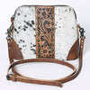 ADBG596 American Darling Hand Tooled Floral Carved & Hair-On Cowhide Western Cross body Bag
