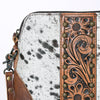 ADBG596 American Darling Hand Tooled Floral Carved & Hair-On Cowhide Western Cross body Bag