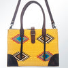 ADBG598 American Darling Hand Woven Saddle Blanket Western Leather Tote Bag with Tassels