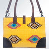 ADBG598 American Darling Hand Woven Saddle Blanket Western Leather Tote Bag with Tassels