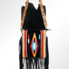 LC-ADBGZ300 Black Leather Flap Messenger Bag with Southwestern Fringe Design