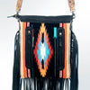 LC-ADBGZ300 Black Leather Flap Messenger Bag with Southwestern Fringe Design