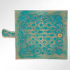 ADBG599 Turquoise Tooled Leather Wallet Western Floral Trifold Clutch with Snap Closure