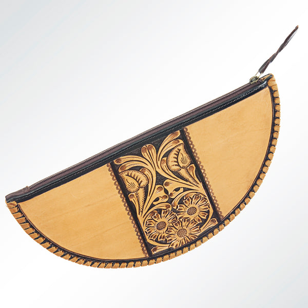 ADBG601 American Darling Hand Tooled Floral Carved & Braided Western Leather Taco Bag
