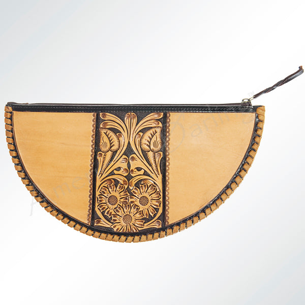 ADBG601 American Darling Hand Tooled Floral Carved & Braided Western Leather Taco Bag