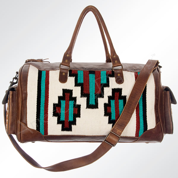 ADBG605 American Darling Hand Woven Saddle Blanket Western Leather Duffel Bag
