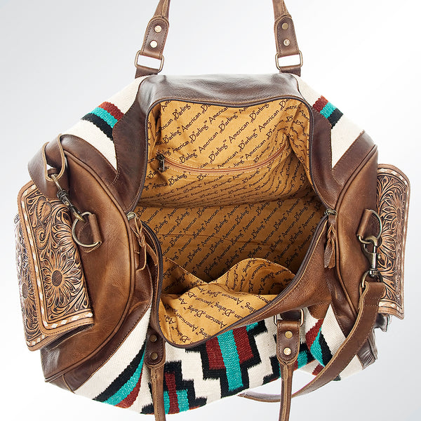 ADBG605 American Darling Hand Woven Saddle Blanket Western Leather Duffel Bag