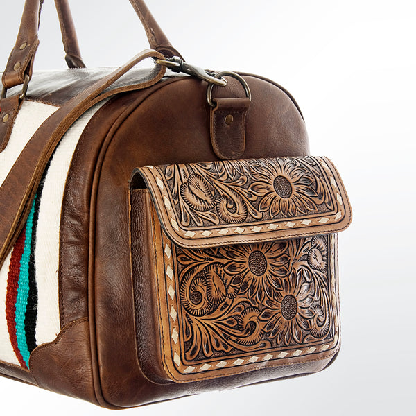 ADBG605 American Darling Hand Woven Saddle Blanket Western Leather Duffel Bag