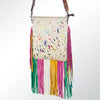 ADBG606 American Darling Hair-On Cowhide Boho Fringe Purse with Hand Tooled Strap
