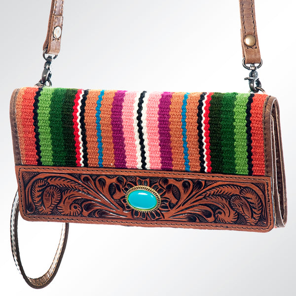 ADBG607 American Darling Hand Tooled Floral Carved & Saddle Blanket Western Leather Small Cross body Bag