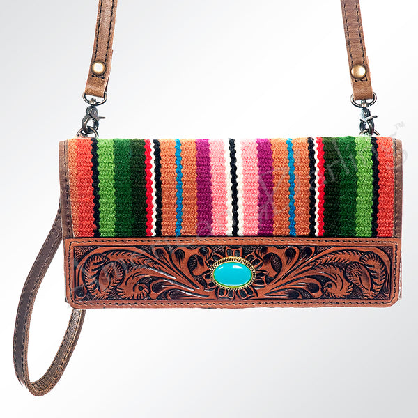 ADBG607 American Darling Hand Tooled Floral Carved & Saddle Blanket Western Leather Small Cross body Bag