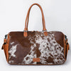 ADBG608 American Darling Hand Tooled Floral & Hair-On Cowhide Western Leather Duffel Bag with Fringes