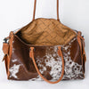 ADBG608 American Darling Hand Tooled Floral & Hair-On Cowhide Western Leather Duffel Bag with Fringes