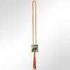 LC-ADJW101 Men's Western Jewelry Necklace with Silver Concho, Turquoise Stone & Leather Fringe