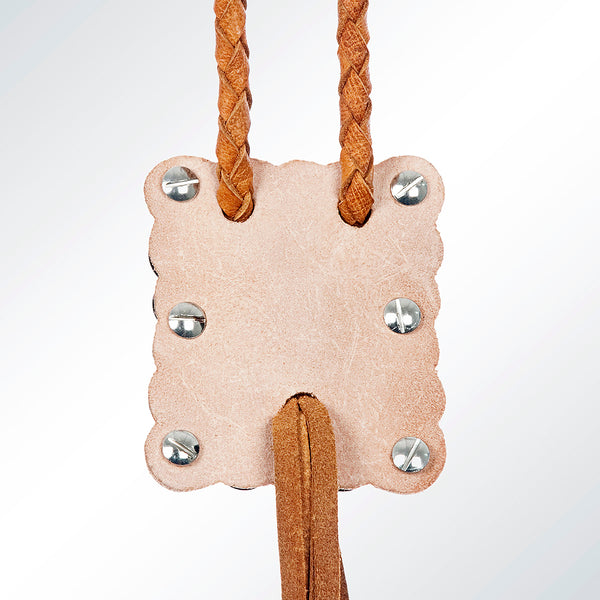 LC-ADJW101 Men's Western Jewelry Necklace with Silver Concho, Turquoise Stone & Leather Fringe