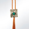 LC-ADJW101 Men's Western Jewelry Necklace with Silver Concho, Turquoise Stone & Leather Fringe