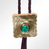 LC-ADJW101 Men's Western Jewelry Necklace with Silver Concho, Turquoise Stone & Leather Fringe