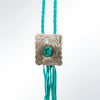 LC-ADJW101 Men's Western Jewelry Necklace with Silver Concho, Turquoise Stone & Leather Fringe